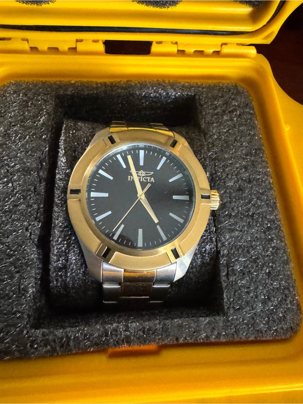 Invicta Two-Tone Silver and Gold Men's Watch with Black Dial